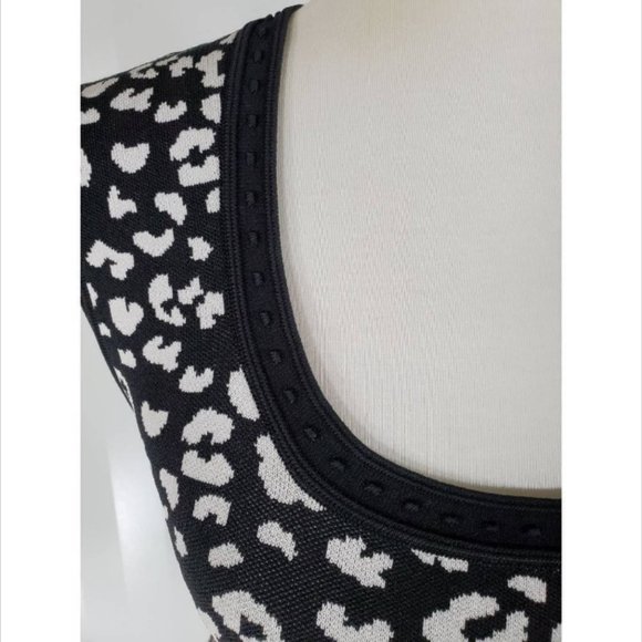 Rebecca Taylor Women Animal Print Round Neck Dress Black Sz S #102 - Picture 7 of 12